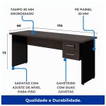 Mesa Escritório 1,70×0,60m – C/ 02 Gavetas MARSALA / PRETO – 23475 CT Móveis para Escritório 10