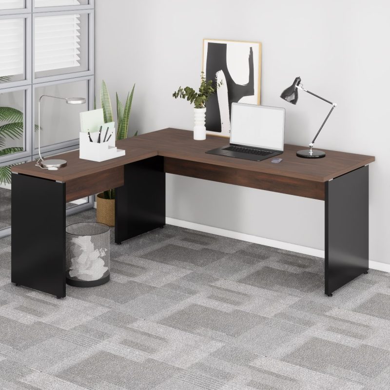 Mesa em “L” (Mesa 1,70m + Mesa Auxiliar) – S/ Gavetas Marsala / Preto – 23478 CT Móveis para Escritório 3