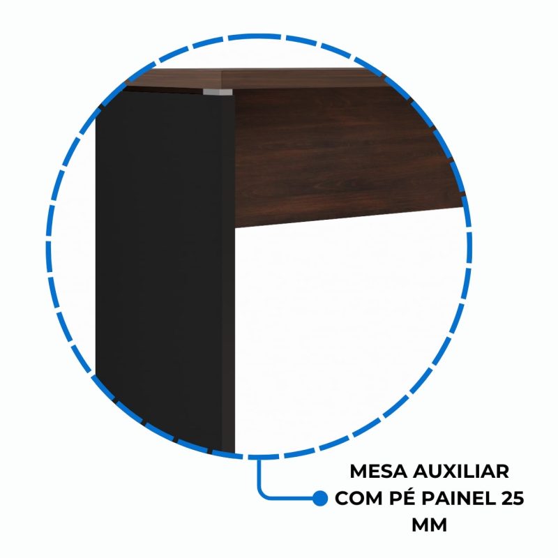 Mesa em “L” (Mesa 1,70m + Mesa Auxiliar) – S/ Gavetas Marsala / Preto – 23478 CT Móveis para Escritório 9