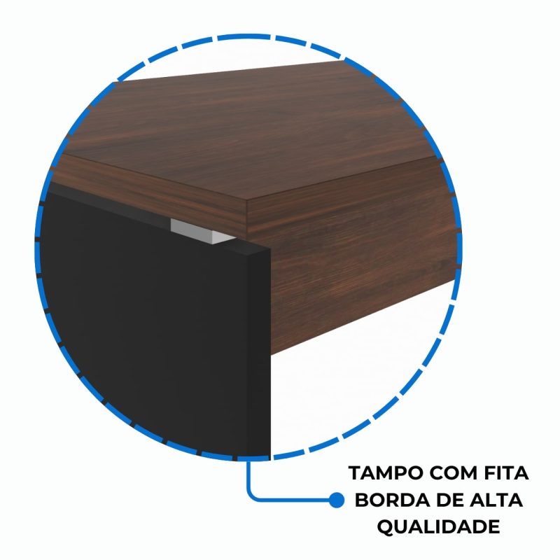 Mesa em “L” (Mesa 1,70m + Mesa Auxiliar) – S/ Gavetas Marsala / Preto – 23478 CT Móveis para Escritório 10