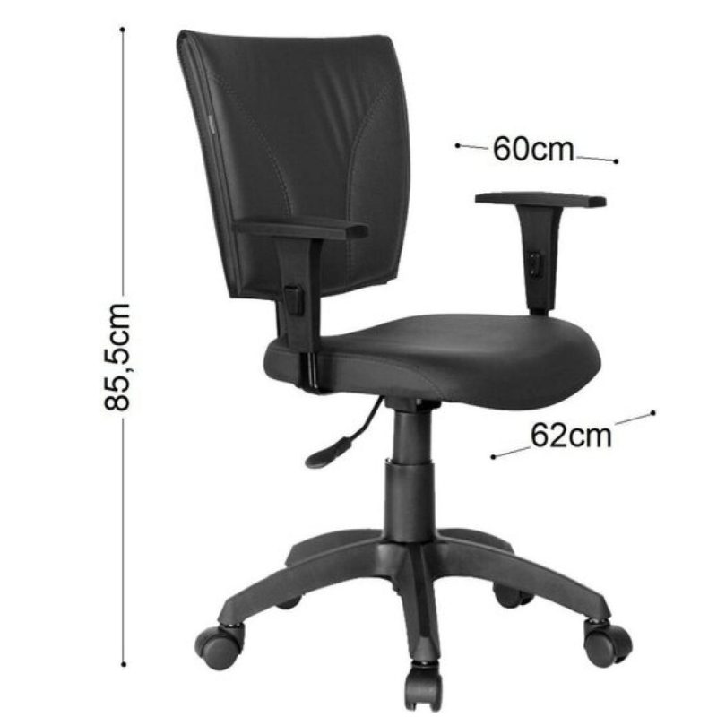Cadeira B-ONE Giratória com Braços Reguláveis – Corino Preto – 31009 CT Móveis para Escritório 6