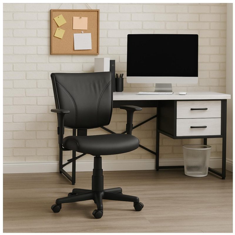 Cadeira B-ONE Giratória com Braços Reguláveis – Corino Preto – 31009 CT Móveis para Escritório 11