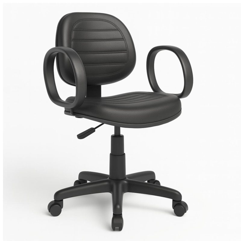 Cadeira Executiva COSTURADA Giratória com Braço Corsa – Corino Preto – 31004 CT Móveis para Escritório 4