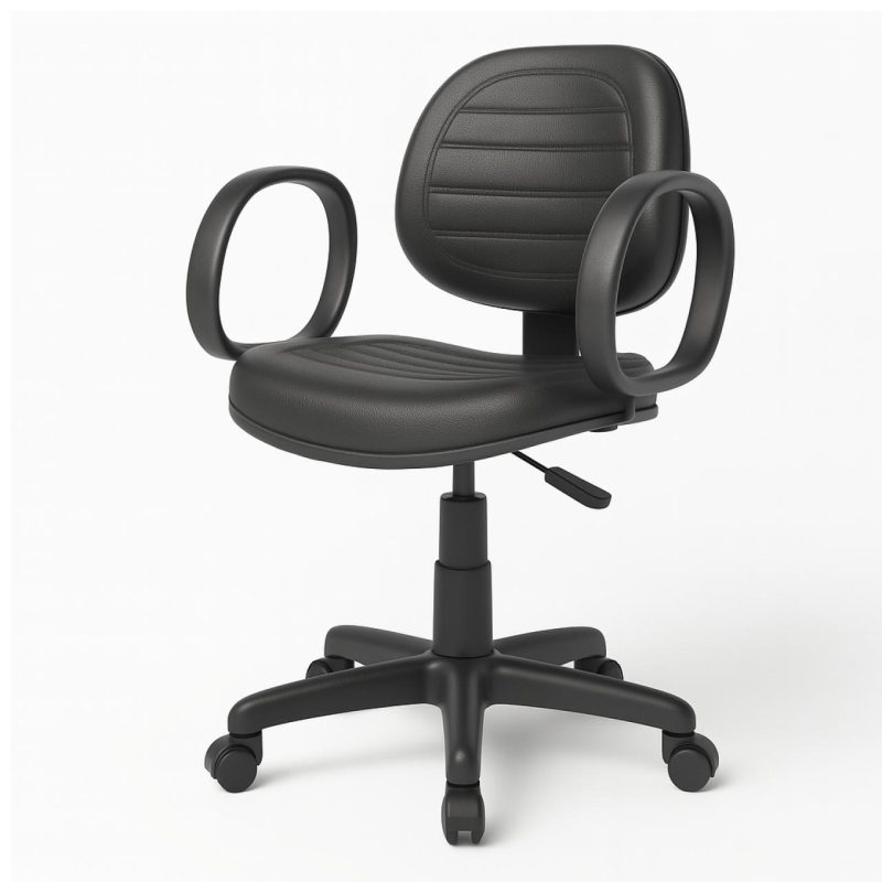 Cadeira Executiva COSTURADA Giratória com Braço Corsa – Corino Preto – 31004 CT Móveis para Escritório 5