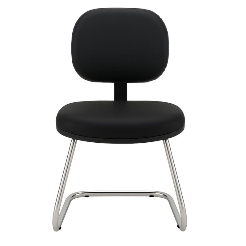 Cadeira Executiva LISA Base em “S” CROMADA – Corino Preto – 31015 CT Móveis para Escritório 3