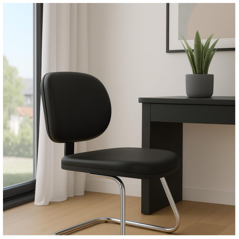 Cadeira Executiva LISA Base em “S” CROMADA – Corino Preto – 31015 CT Móveis para Escritório 8