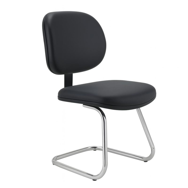 Cadeira Executiva LISA Base em “S” CROMADA – Corino Preto – 31015 CT Móveis para Escritório 2