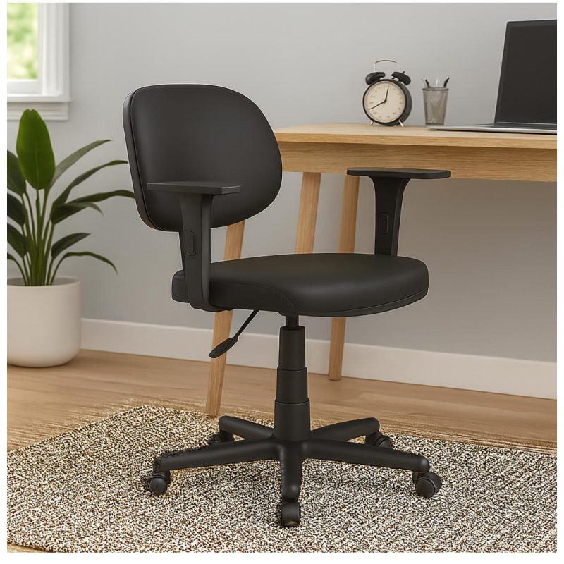 Cadeira Executiva LISA Giratória com Braços Reguláveis – Corino Preto – 31003 CT Móveis para Escritório 10