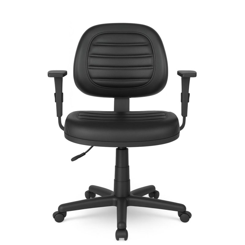 Cadeira Executiva COSTURADA Giratória com Braços Reguláveis – Corino Preto – 31005 CT Móveis para Escritório 3