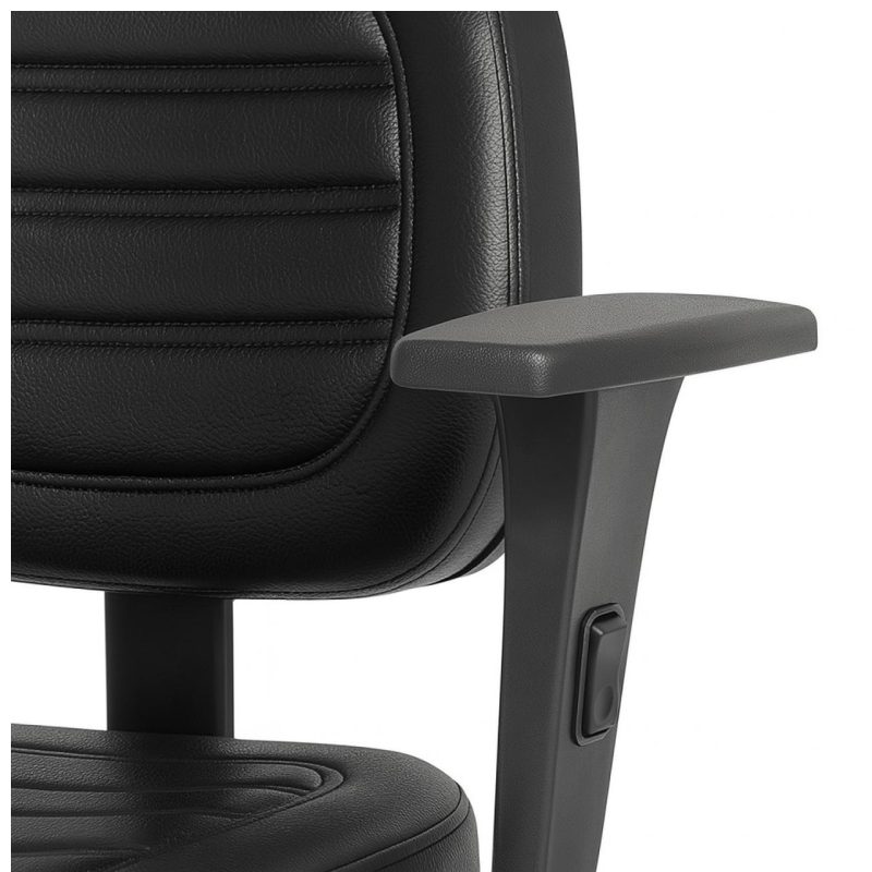 Cadeira Executiva COSTURADA Giratória com Braços Reguláveis – Corino Preto – 31005 CT Móveis para Escritório 6