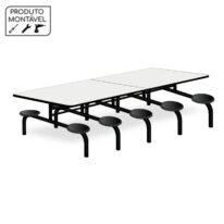 Mesa p/ Refeitório Fixo 10 Lugares MDP BRANCO DE 25 MM 50046 CT Móveis para Escritório