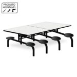 Mesa para Refeitório 8 Lugares MDP Branco de 25 mm FIXO – 50045 CT Móveis para Escritório 7