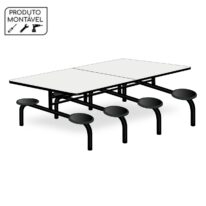 Mesa para Refeitório 8 Lugares MDP Branco de 25 mm FIXO – 50045 CT Móveis para Escritório