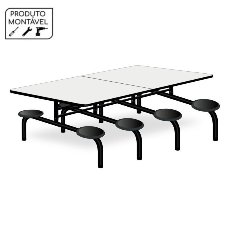 Mesa para Refeitório 8 Lugares MDP Branco de 25 mm FIXO – 50045 CT Móveis para Escritório 2