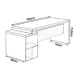 Mesa PEDESTAL RETA C/ VIDRO (03 Gav.) – 1,92X0,70m NOGAL SEVILHA/PRETO – 21399 CT Móveis para Escritório 8