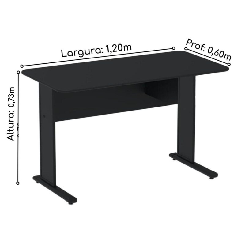 Mesa Escritório 1,20×0,60m s/ Gavetas – Cor Preto 44089 CT Móveis para Escritório 3