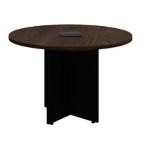 Mesa de Reunião Redonda c/ Caixa de Tomadas -1,10×1,10×0,74m – MARSALA/PRETO – 21440 CT Móveis para Escritório