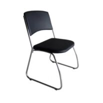 Cadeira Interlocutor Level Cromada – Cor Preto – (EMPILHÁVEL) 32995 CT Móveis para Escritório
