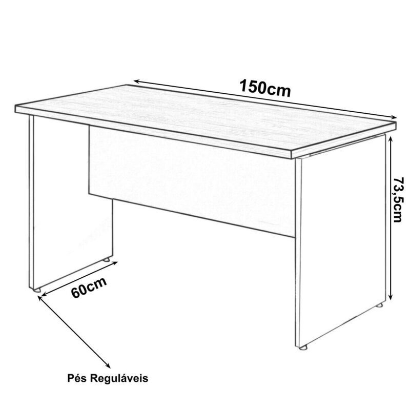 Mesa Escritório 1,50×0,60m – C/ 02 Gavetas MARSALA / PRETO – 23473 CT Móveis para Escritório 3