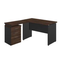 Mesa Escritório em “L” c/ Gaveteiro 1,50×1,50m MARSALA/PRETO – 23480 CT Móveis para Escritório