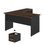 Mesa em “L” (Mesa 1,50m + Mesa Auxiliar) – C/ 02 GAVETAS MARSALA / PRETO – 23477 CT Móveis para Escritório 7