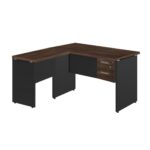 Mesa em “L” (Mesa 1,50m + Mesa Auxiliar) – C/ 02 GAVETAS MARSALA / PRETO – 23477 CT Móveis para Escritório 8