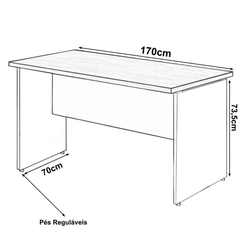 Mesa Escritório 1,70×0,60m – C/ 02 Gavetas MARSALA / PRETO – 23475 CT Móveis para Escritório 3