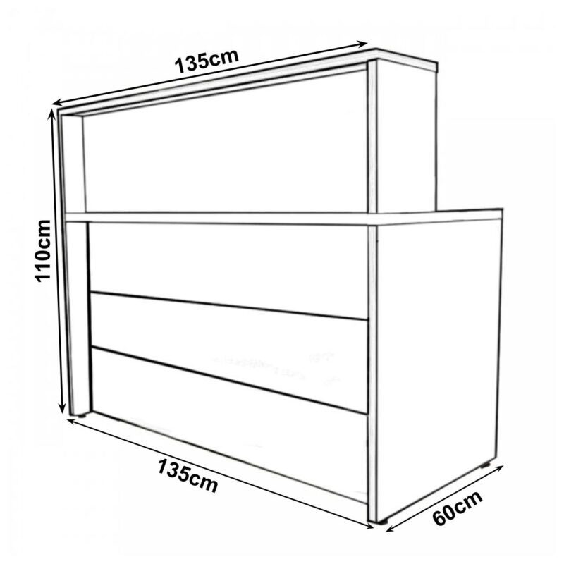 Balcão de Atendimento 1.35×1,13×0,60m – C/ Gavetas MARSALA/PRETO – 63084 CT Móveis para Escritório 4