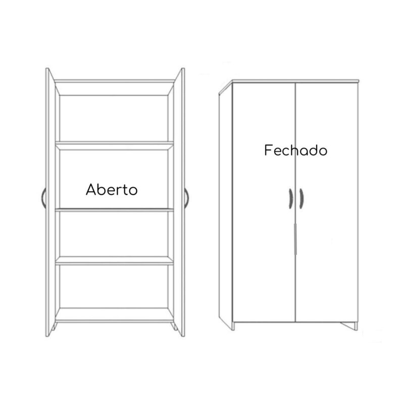 Armário Alto Fechado com 02 Portas – 1,59X0,80X0,42m – PMD – COR PRETO – 44106 CT Móveis para Escritório 4