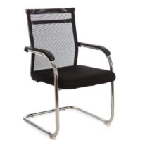 Cadeira Interlocutor Tela DUBAI (Fixa) base Cromada – PMD – Cor Preto – 31018 CT Móveis para Escritório