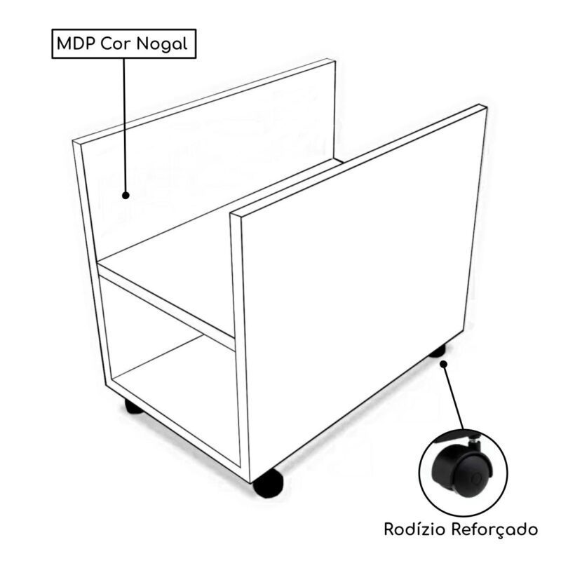 Porta CPU de Madeira (MDP) c/ Rodízios – MARSALA 72105 CT Móveis para Escritório 3