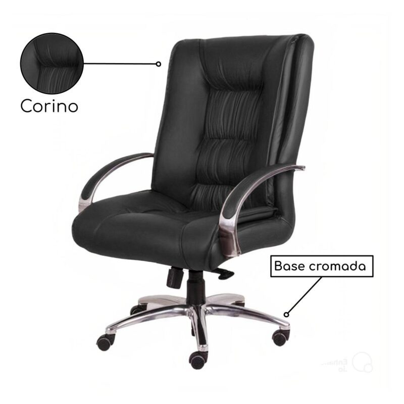 Cadeira Presidente ULTRA Giratória Cromada – ENJOY – Cor Preto – 32961 CT Móveis para Escritório 3