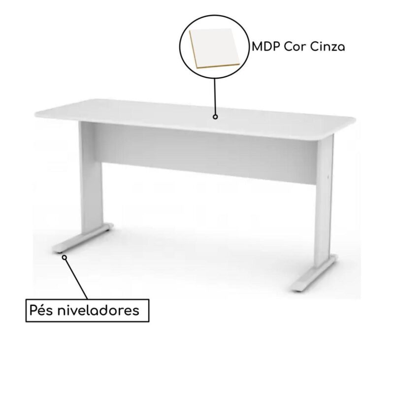 Mesa Escritório 1,52×0,62m – S/ Gavetas CINZA/CINZA – 43081 CT Móveis para Escritório 3