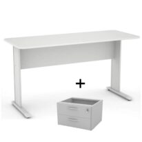 Mesa Escritório 1,52×0,62m com GAVETAS CINZA/CINZA – 43082 CT Móveis para Escritório