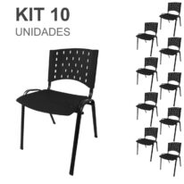 Kit 10 Cadeiras Plásticas 04 pés – COR PRETO – 24001 CT Móveis para Escritório