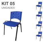 Kit 05 Cadeiras Plásticas 04 pés – COR AZUL – 24002 CT Móveis para Escritório 6