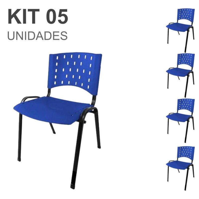 Kit 05 Cadeiras Plásticas 04 pés – COR AZUL – 24002 CT Móveis para Escritório 2