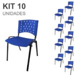 Kit 10 Cadeiras Plásticas 04 pés – COR AZUL – 24003 CT Móveis para Escritório 6