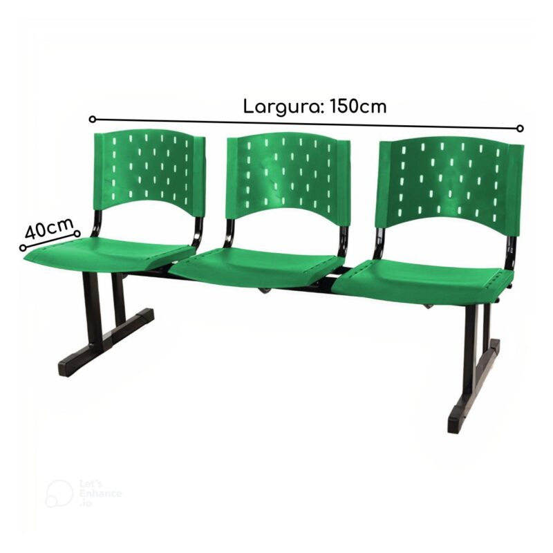 Cadeira Longarina PLÁSTICA 03 Lugares – Cor VERDE – Realplast – 33069 CT Móveis para Escritório 3