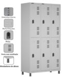 Roupeiro LOCKER de Aço c/ 06 PORTAS GRANDES – 1,90×0,96×0,40m – CZ/CZ – W3 – 11014 CT Móveis para Escritório 6