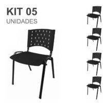 Kit 05 Cadeiras Plásticas 04 pés – COR PRETO – 24000 CT Móveis para Escritório