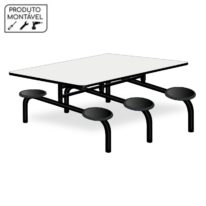 Mesa p/ Refeitório Fixo 06 Lugares MDP BRANCO DE 25 MM 50050 CT Móveis para Escritório