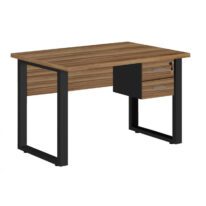 Mesa Escritório PÉ QUADRO – 1,20×0,60m – C/ Gavetas – NOGAL SEVILHA/PRETO – 24471 CT Móveis para Escritório