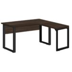 Mesa em L com PÉ QUADRO (Mesa 1,70m + Mesa Auxiliar) – S/ Gavetas MARSALA/PRETO – 25478 CT Móveis para Escritório 6