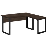 Mesa em L (Mesa 1,50m + Mesa Auxiliar) – S/ Gavetas MARSALA/PRETO – 25476 CT Móveis para Escritório