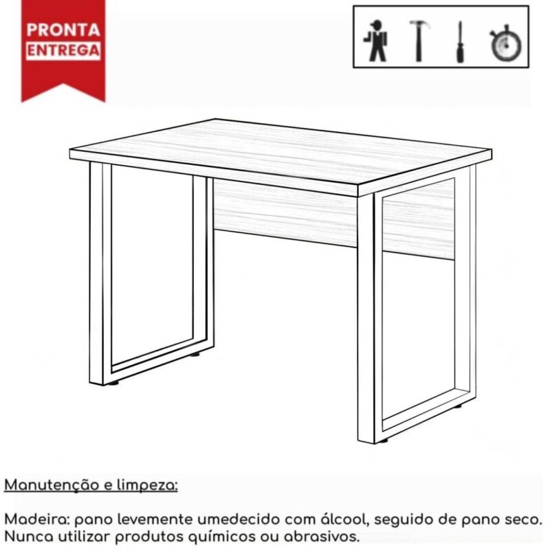 Mesa Escritório PÉ QUADRO 1,70×0,70m – C/ Gavetas – NOGAL SEVILHA/PRETO – 24475 CT Móveis para Escritório 4