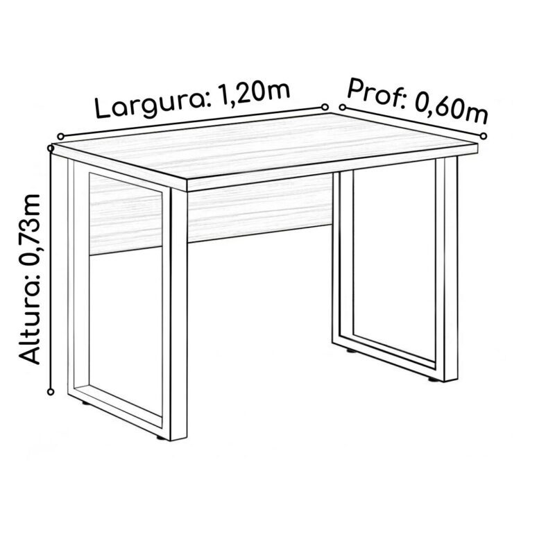 Mesa Escritório PÉ QUADRO – 1,20×0,60m – C/ Gavetas – NOGAL SEVILHA/PRETO – 24471 CT Móveis para Escritório 5