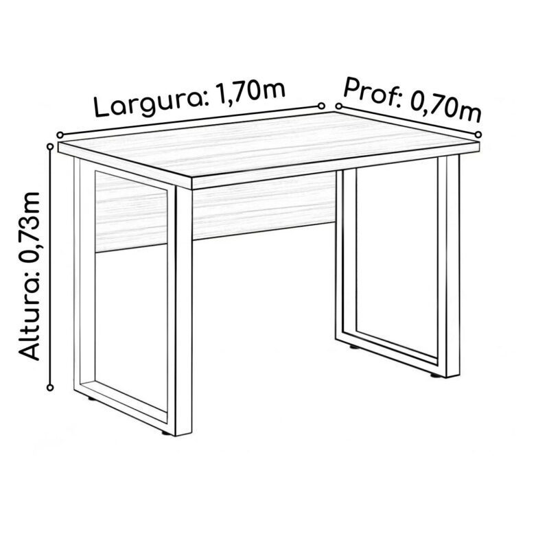 Mesa Escritório PÉ QUADRO 1,70×0,70m – C/ Gavetas – NOGAL SEVILHA/PRETO – 24475 CT Móveis para Escritório 3