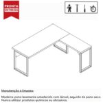 Mesa em L PÉ QUADRO (Mesa 1,50m + Mesa Auxiliar) – S/ Gavetas NOGAL SEVILHA/PRETO – 24476 CT Móveis para Escritório 8