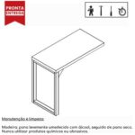 Mesa em L PÉ QUADRO (Mesa 1,50m + Mesa Auxiliar) – S/ Gavetas NOGAL SEVILHA/PRETO – 24476 CT Móveis para Escritório 9